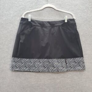 Adidas Women Activewear Skirt Medium Black Geometric Mini‎ Lined Pockets Pull On